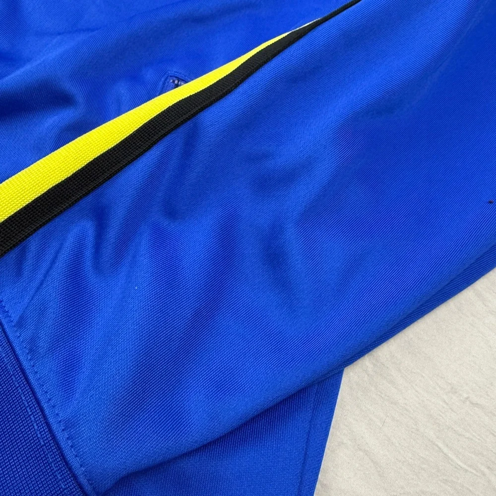 Nike men’s Sportswear N98 Tribute Jacket in the Hyper Royal and Yellow